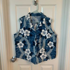 Island Wear Blue Hawaiian Sleeveless Shirt